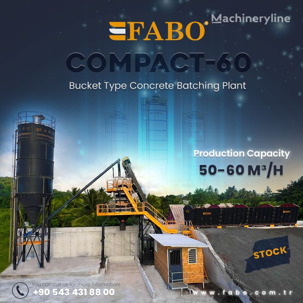 FABO CENTRALE À BÉTON COMPACTE À GODET 60 M3/H | STOCK planta de hormigón nueva